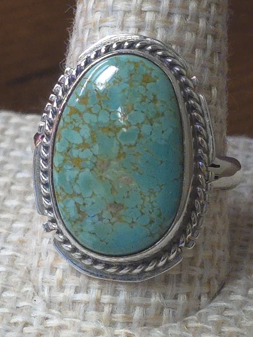 Turquoise Oval Sterling Silver Statement Ring - Blue Green Stone